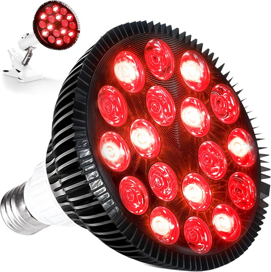 Red Light Therapy Lamp - Infraglow Infrared Red Light Therapy Bulb with 660Nm and 850 Nm Wavelength -18 Leds & Clip-On Lamp - at Home Infrared Bulb for Daily Wellness and Relaxation
