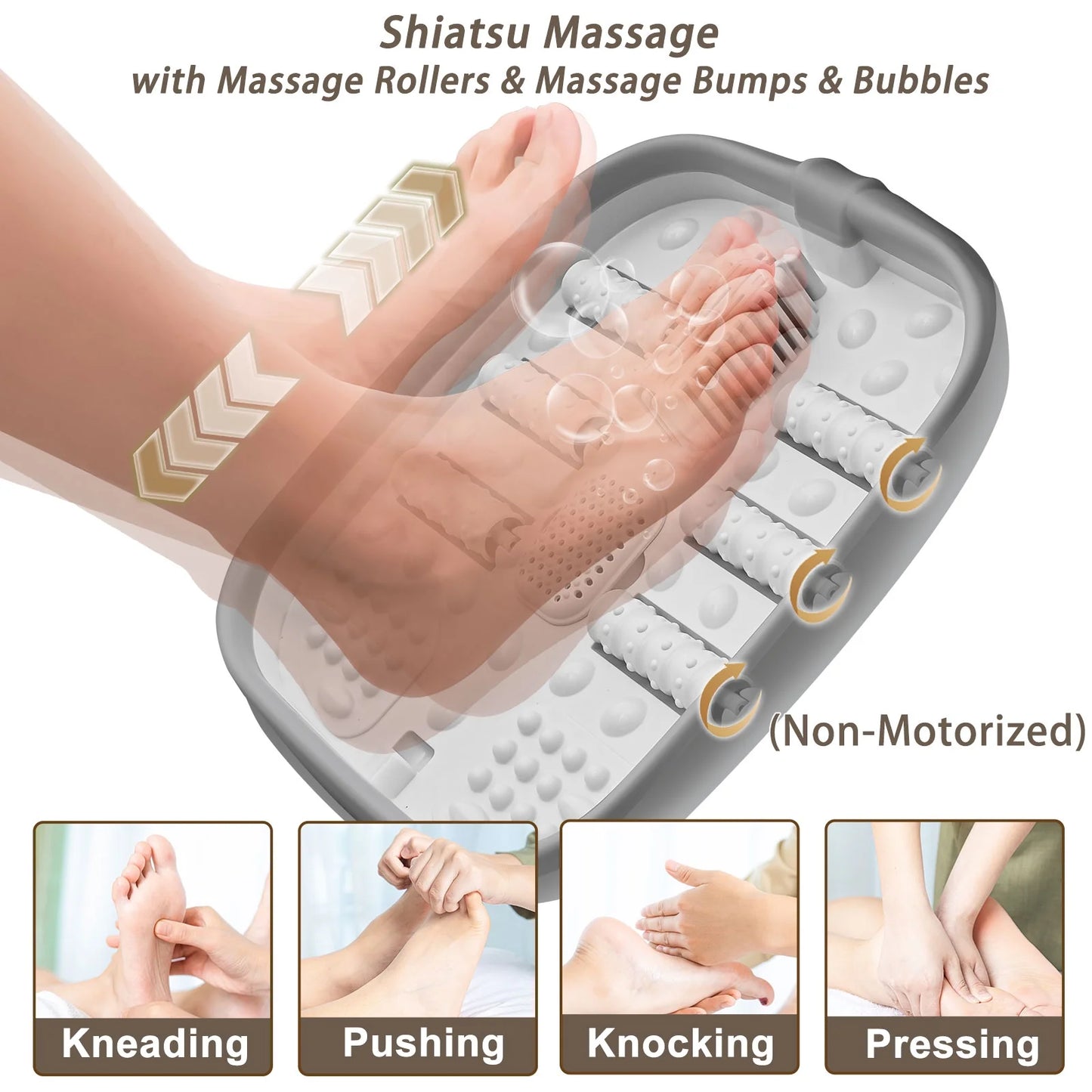 Collapsible Foot Spa Bath with Heat and Massage Rollers, Touch Screen, Bubble, Foot Pedicure Kit, Temperature Control