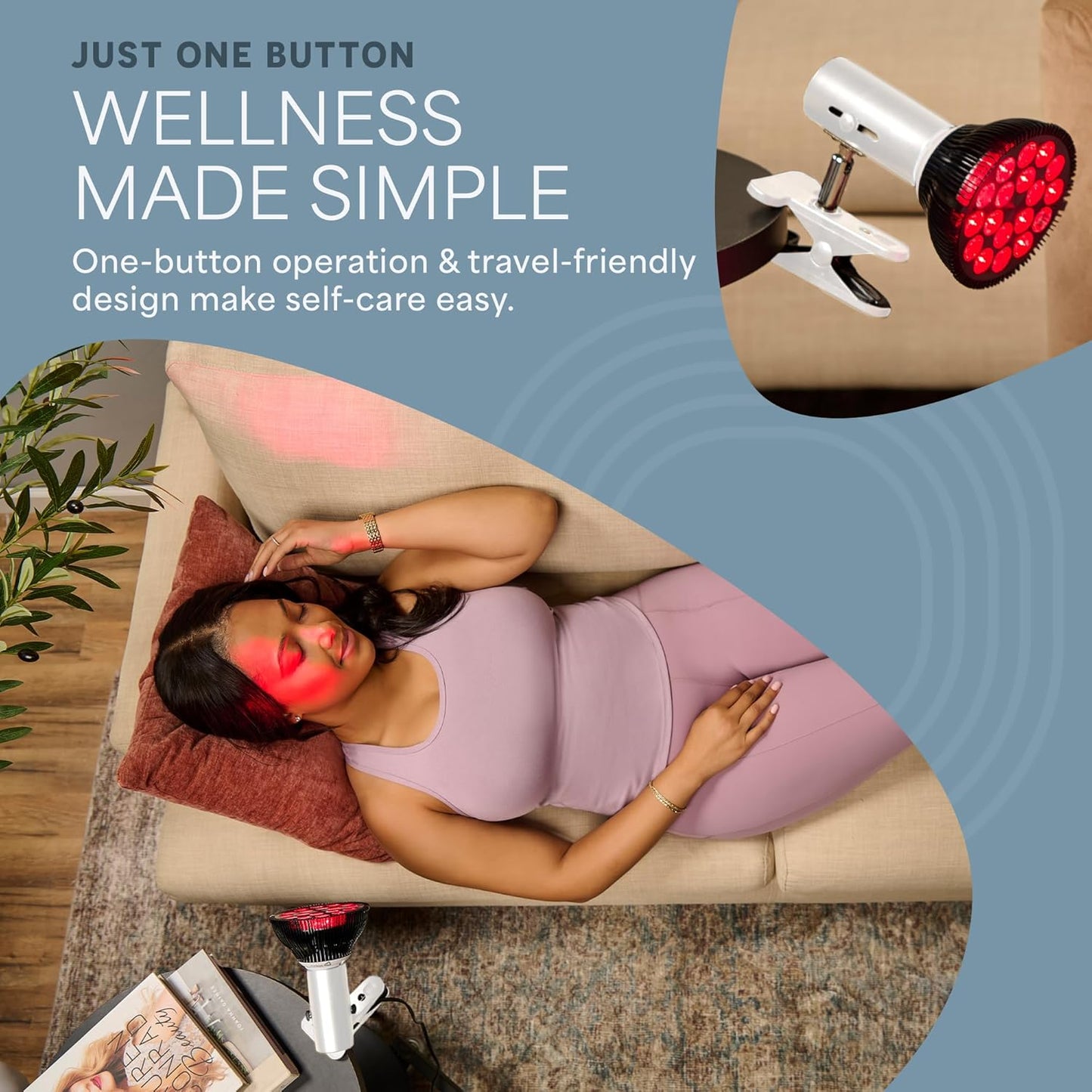 Red Light Therapy Lamp - Infraglow Infrared Red Light Therapy Bulb with 660Nm and 850 Nm Wavelength -18 Leds & Clip-On Lamp - at Home Infrared Bulb for Daily Wellness and Relaxation