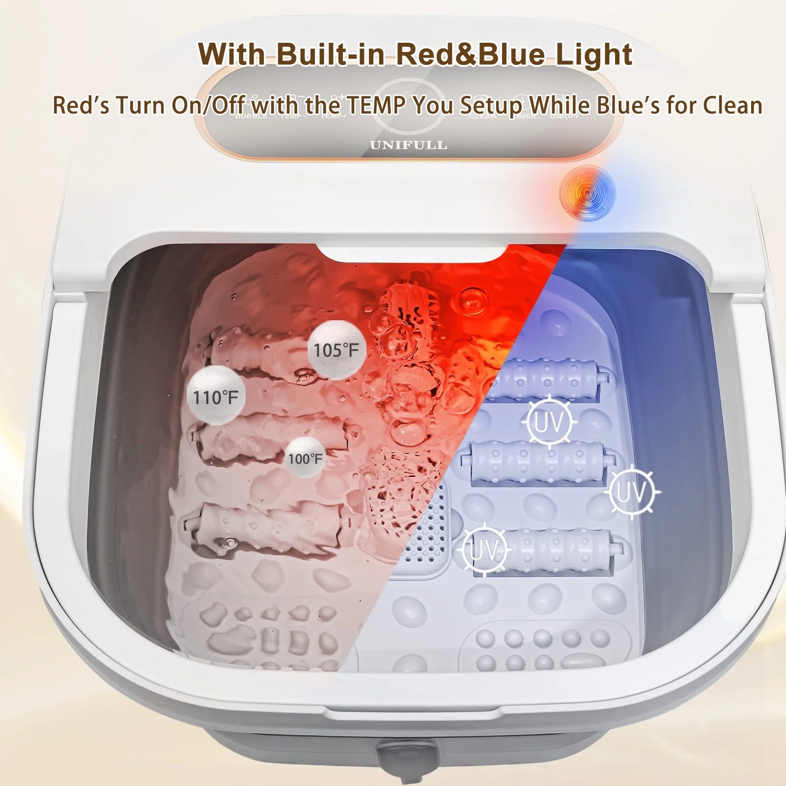 Collapsible Foot Spa Bath with Heat and Massage Rollers, Touch Screen, Bubble, Foot Pedicure Kit, Temperature Control