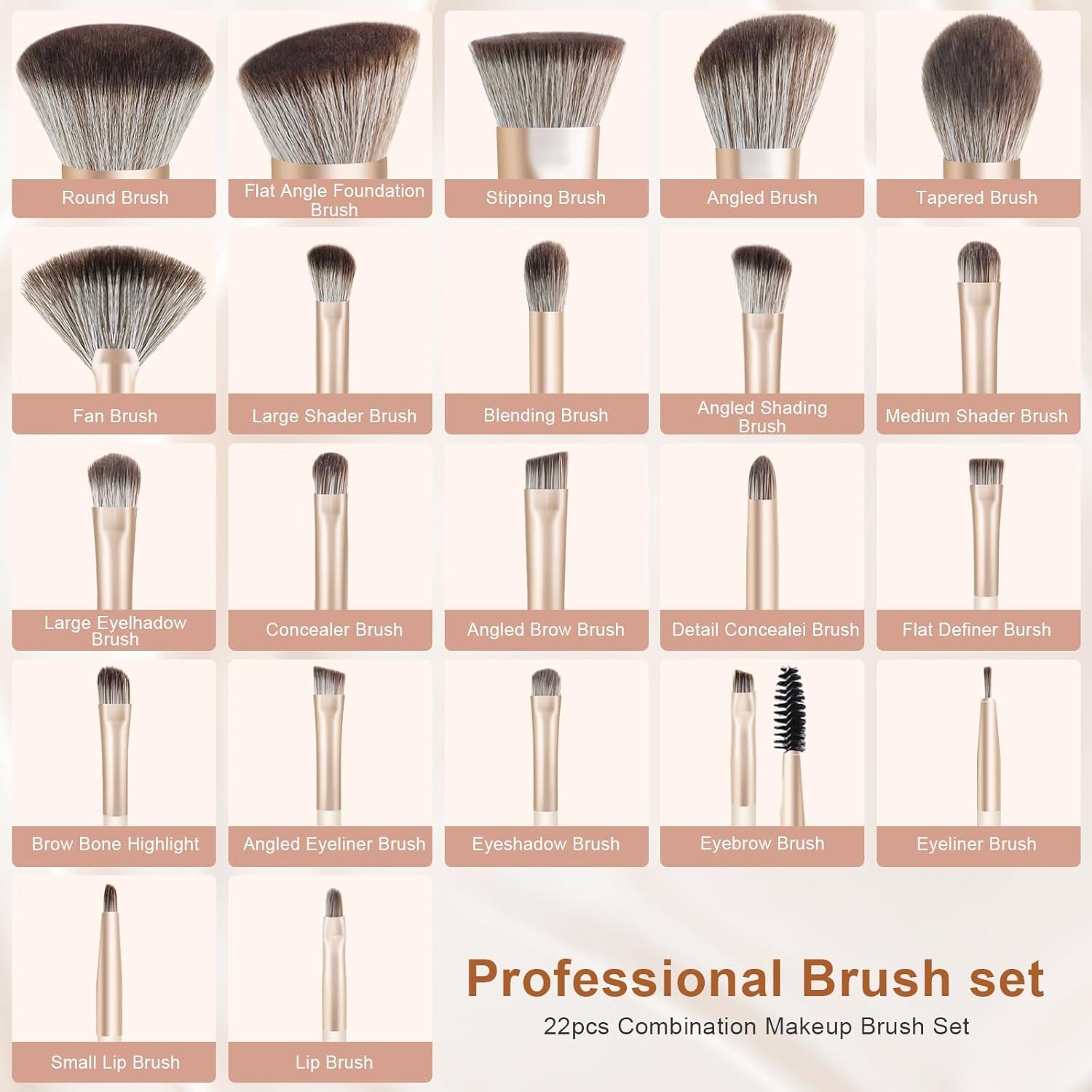 Makeup Brushes 22Pcs Makeup Brush Set Professional Premium Synthetic Foundation Contour Concealer Eyeshadow Make up Brushes with Case Makeup Remover Pads Makeup Puffs