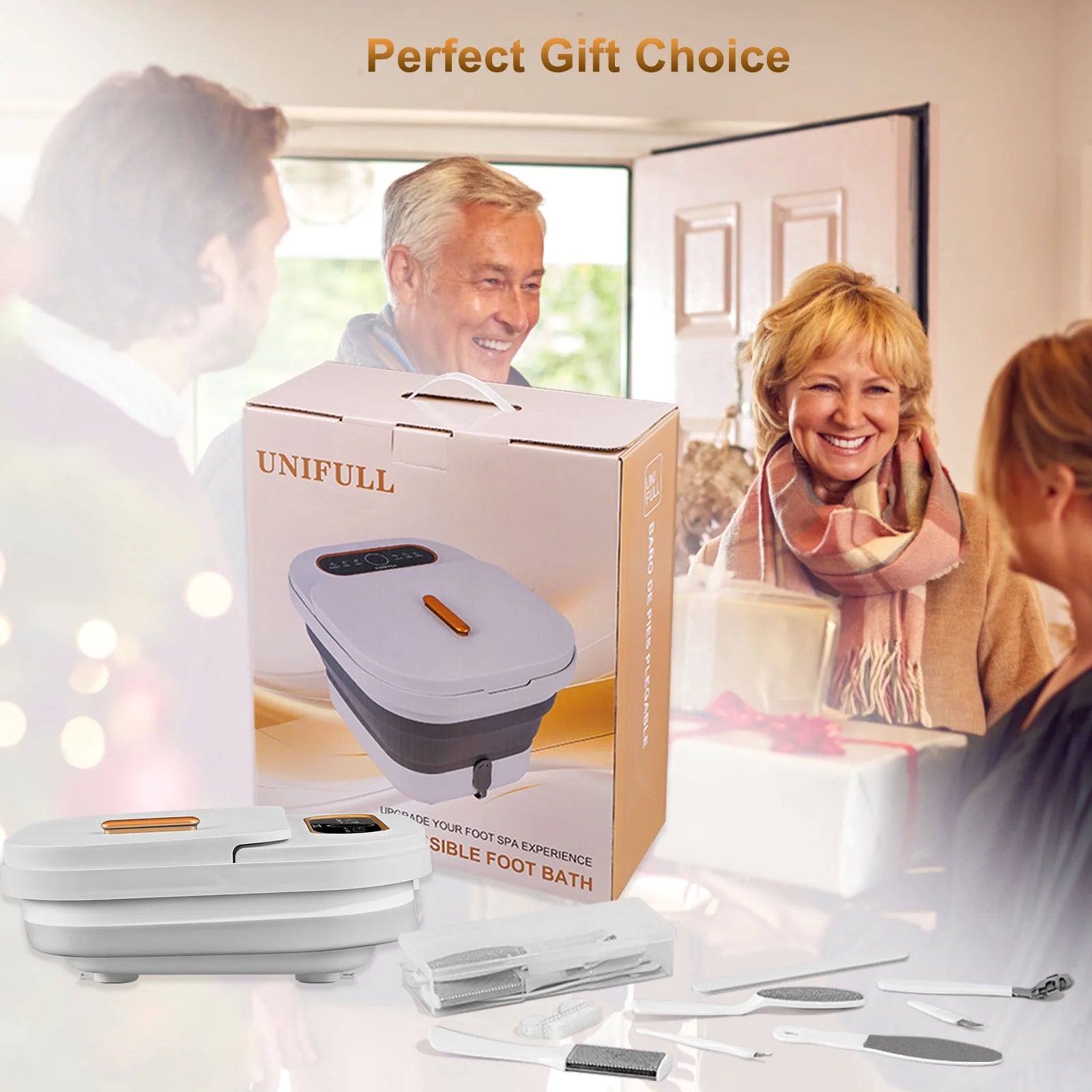 Collapsible Foot Spa Bath with Heat and Massage Rollers, Touch Screen, Bubble, Foot Pedicure Kit, Temperature Control