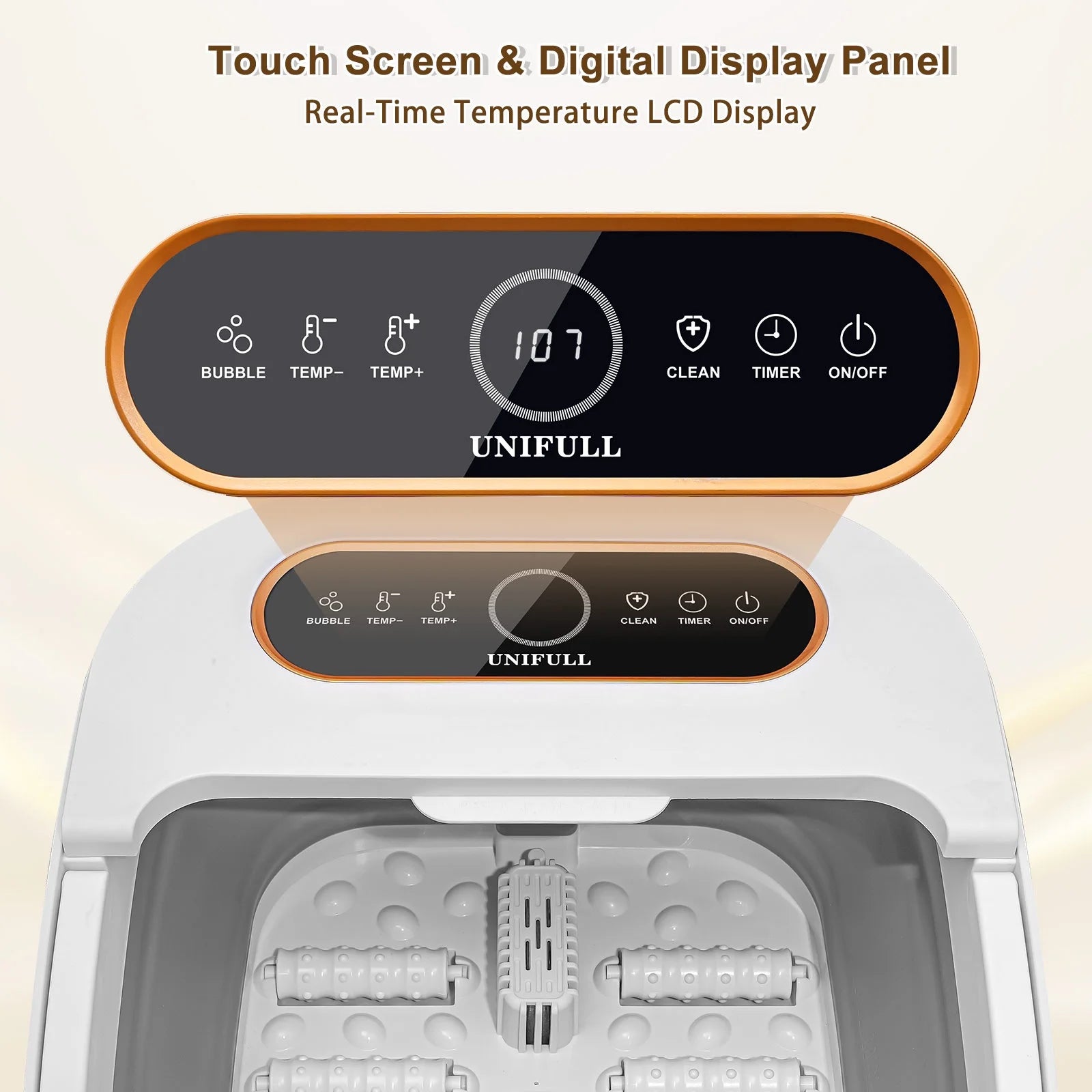 Collapsible Foot Spa Bath with Heat and Massage Rollers, Touch Screen, Bubble, Foot Pedicure Kit, Temperature Control